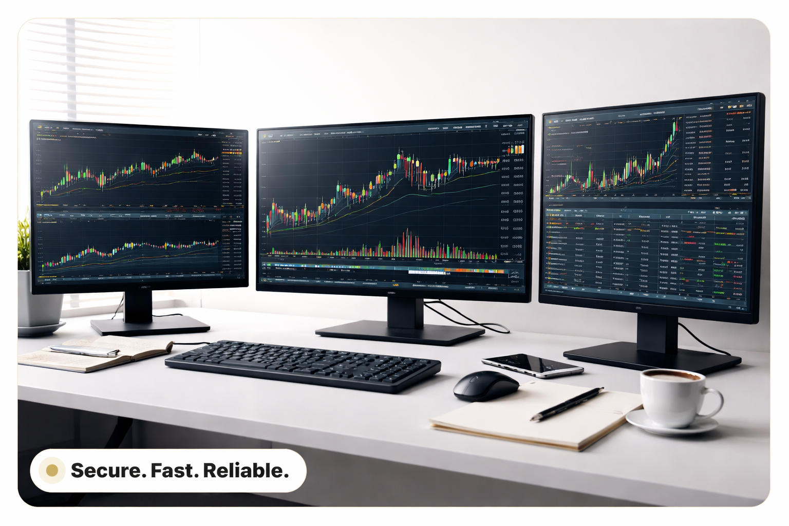 Trading charts on professional screens